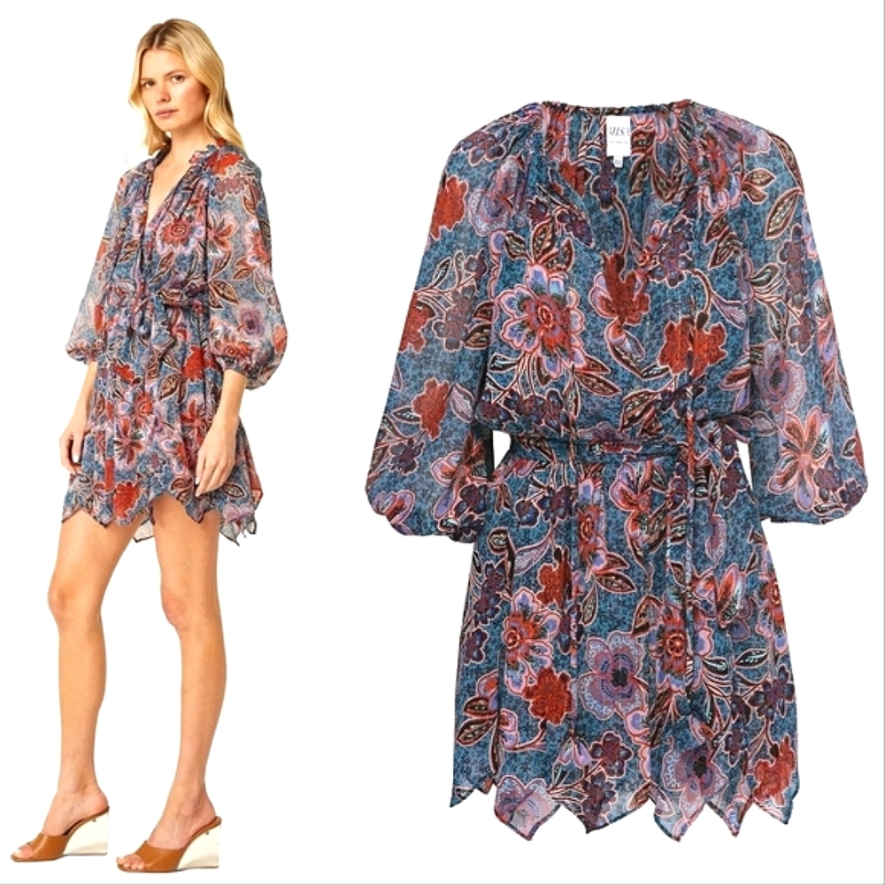 MISA LA "Tara" Dress in Cerulean flora, Size XS, msrp $375, NWT